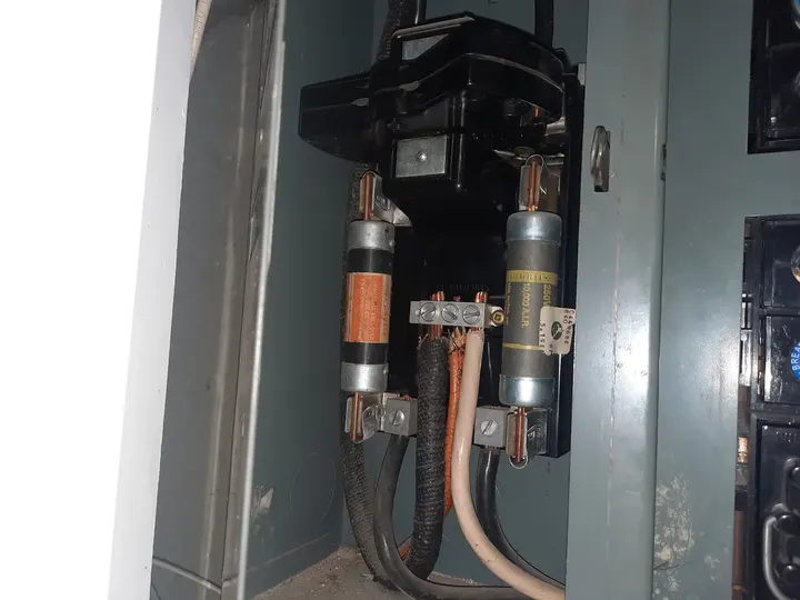 Electrical service equipment documented during a building inspection